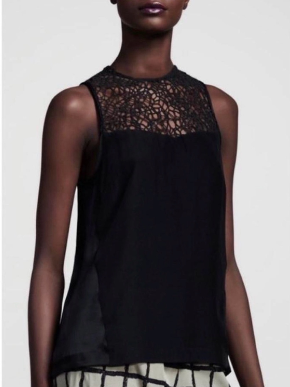 rag & bone Abigayle Black Lace Yoke Sleeveless Camisole